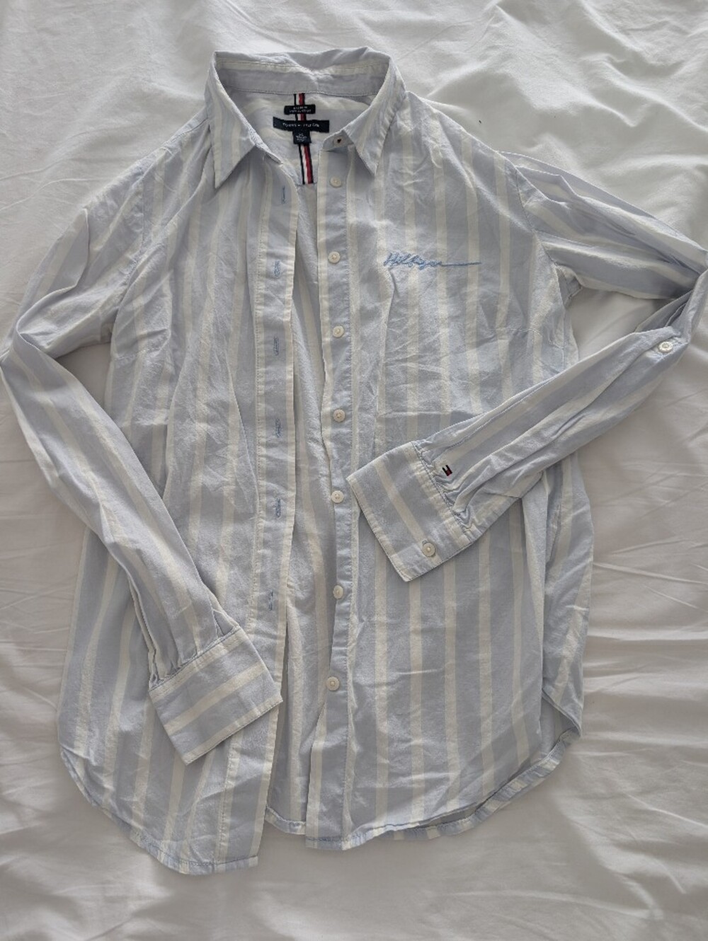 Tommy Hilfiger Light Blue & White Stripe Men’s Button-Down Shirt
